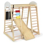 Costway cadre d'escalade 8 en 1 pour enfant avec toboggan, echelle d'escalade, filet d'escalade, planche ...