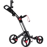 Costway chariot de golf 3 roues pliable avec porte - parapluie et porte - tee en aluminium frein au pied ...