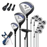 Costway ensemble clubs de golf 9 pcs homme gauchers - bois de parcours #3, un hybride #4, des fers #6, ...