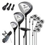 Costway ensemble clubs de golf 9 pcs homme gauchers - bois de parcours #3, un hybride #4, des fers #6, ...