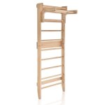 Costway espalier en bois avec 10 barres fixes et barre horizontale amovible pour exercicer a domicile, ...