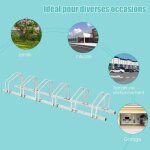Costway rtelier 6 vlos en acier fixation au sol ou mur 180x32. 5x26cm rsistant aux intempries antirouille ...