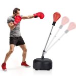 Costway sac de frappe boxe enfants - hauteur rglable 140 - 158 cm - gants - base lest de sable, eau ...