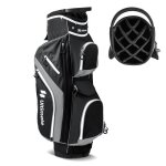Costway sac de golf trpied avec 14 compartiments suprieurs, 9 poches, glacire, compartiment a chaussures, ...