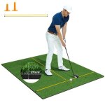Costway tapis de frappe de golf 152x117x2, 7cm - gazon synthtique - 2 positions de tee - 2 btons d'alignemen ...
