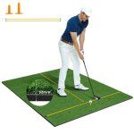 Costway tapis de frappe de golf 152x117x3, 2cm - gazon synthtique - 2 positions de tee - 2 btons d'alignemen ...