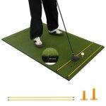Costway tapis de frappe de golf 152x92x2cm - gazon synthtique - 2 positions de tee - 2 btons d'alignement ...