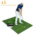 Costway tapis de frappe de golf 152x92x3, 2cm - gazon synthtique - 2 positions de tee - 2 btons d'alignement ...