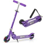 Costway trottinette enfant pliable avec 2 roues clignotantes & bquille, 3 hauteurs rglables, pont elargi, ...