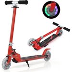 Costway trottinette enfant pliable 2 roues led clignotantes hauteur ajustable charge max 70kg enfant ...