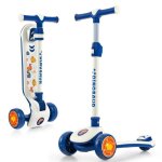 Costway trottinette enfant pliable 3 roues 37 a 60 mois - plateau large - roues en pu eclaires led, ...