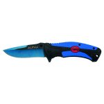 Couteau assist, alpha third 60221a manche en aluminium bicolore noir et bleu avec third bouclier en ...