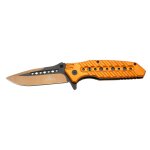 Couteau assist third 10344o, manche en aluminium orange avec trous, lame en acier inoxydable noir et ...