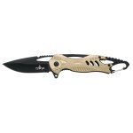 Couteau assist third k2780tn, manche chameau en aluminium, lame inox noir 9 cm. avec pointe brise - ...