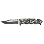 Couteau assist third manche en aluminium 17141g avec motif crne gris motif camoufl, trous dans le ...