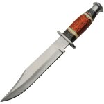 Couteau bowie lame en acier manche en bois et os etui en cuir pa20341607