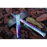 Couteau browning style titane lame fine 10, 5 cm manche acier chrom 13 cm