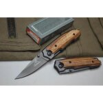 Couteau compact pliant de poche gerber lame acier 6, 5 cm manche bois 8, 5 cm