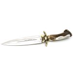 Couteau de lujo muela cervus cervus - 26l, prise vinaigrier, gardez en laiton coul, fini ? la main carte ...
