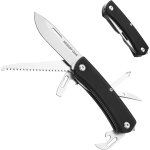 Couteau multifonction 10 en 1, acier inoxydable avec manche en g10, couteau, scie, tournevis, ouvre - ...