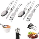 Couvert camping pliable, couteau fourchette cuillre set couverts de camping pliable portable couteau ...