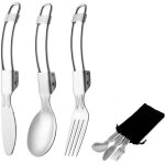 Couverts de camping pliable, couvert camping, vaisselle pliable et ultra - lgre trois en un, comprend ...