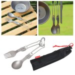 Couverts de camping en titane, fourchette l�g�re, cuill�re, service de couverts pour le voyage quotidien ...
