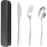 Couverts de voyage portables avec etui, couverts en acier inoxydable s couverts de camping pour djeuner, ...