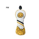 Couvre - chef de golf pour bois et putter, en cuir pu, style smiley, fournitures de golf - type fw #b ...