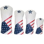 Couvre - chef de golf a motif de drapeau amricain rtro 4 pices, ensembles de tee - shirts de style ...