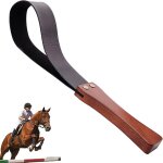 Cravache d'quitation en cuir pour chevaux, pagaie en cuir de 18 pouces avec manche en bois antidrapant, ...