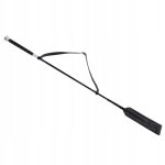 Cravache d'quitation professionnelle avec claquette en cuir et manche en fibre de verre, noir