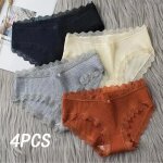 Culotte bikini en dentelle ondulée pour femme, culotte intime elastique, confortable et respirante, lingerie ... Culotte bikini en dentelle ondulée pour femme, culotte intime elastique, confortable et respirante, lingerie ...