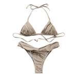 Culotte de plage plisse, soutien - gorge, culotte, bikini, costume de bain, bretelles rglables, rembourr, ...