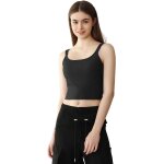 Débardeur court rembourré pour femme en tricot côtelé avec soutien - gorge intégré ¿ brassière de yoga ... Débardeur court rembourré pour femme en tricot côtelé avec soutien - gorge intégré ¿ brassière de yoga ...