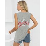 Debardeur femme coton et col rond tee shirt sans manche fitness tank top respirant dcontract