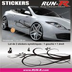 Decoration sticker floral art 4 papillons - 1 metre - noir - tous vehicules