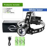 Dernire lampe frontale laser blanche super brillante, zoom rechargeable par usb, torche haute puissance, ...