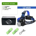 Dernière lampe frontale laser blanche super brillante, zoom rechargeable par usb, torche haute puissance, ... Dernière lampe frontale laser blanche super brillante, zoom rechargeable par usb, torche haute puissance, ...