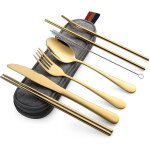 Devico ensemble de couverts de camping 8 pices comprenant couteau, fourchette, cuillre, baguettes, ...