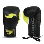 Dorawon, gants de boxe cuir professionnel avec gel a lacets taille 8oz, noir et anis