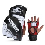 Dorawon, gants de mma cuir sans pouce san diego, blanc et rouge, taille m