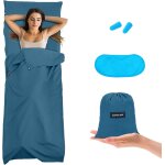 Drap de sac de couchage l�ger, sac de couchage de drap avec compartiment pour oreiller, drap de sac de ...