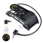 Dunlop pompe a pied double avec manom�tre pour voiture, v�lo, moto et ballon - pompe v�lo avec valve ...