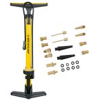 Dunlop pompe a v�lo avec manom�tre et kit adaptateurs valve - pompe sur pied 180 psi - compatible presta ...