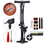 Dunlop pompe a v�lo avec manom�tre et kit r�paration v�lo 9 pi�ces - outils v�lo avec rustines et d�monte ...