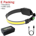 E emballage - lampe frontale cob a double interrupteur, alimente par usb, lumire douce, idale pour ...