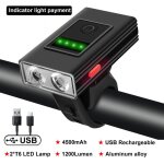 Eclairage avant et arrière de vélo, 1200 lm t6 led, lampe de vtt, 4500 mah, lanterne usb pour cycle, ... Eclairage avant et arrière de vélo, 1200 lm t6 led, lampe de vtt, 4500 mah, lanterne usb pour cycle, ...