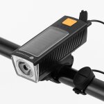 Eclairage avant de v�lo de montagne 450 lumens, charge solaire usb, klaxon, eclairage de nuit, equipement ...