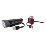 Eclairage velo kit trigon 15 av + pyro ar charge usb